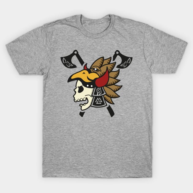 Viking Aztec Warrior Skull T-Shirt by ChocolateBono